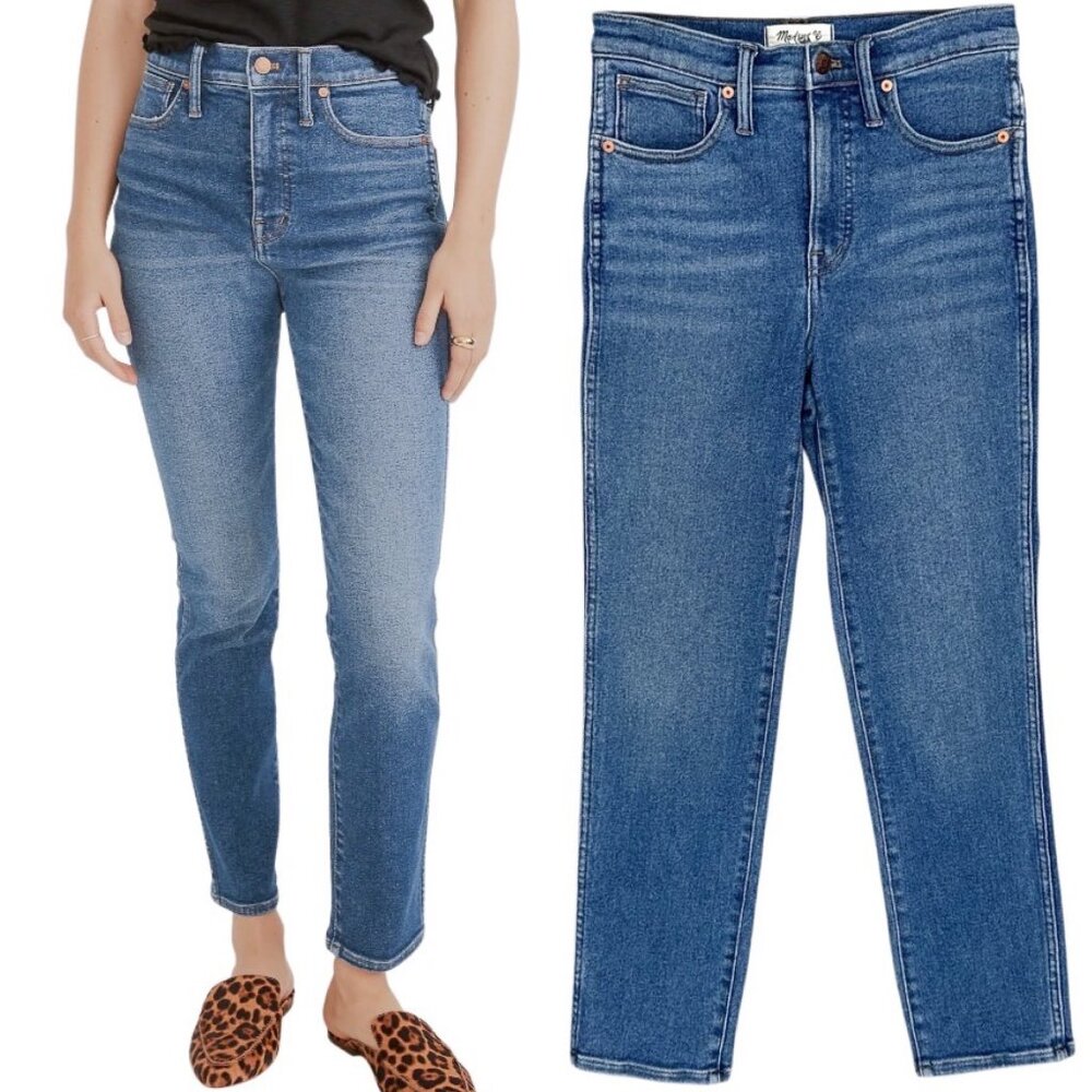 Madewell High Rise Stovepipe Slim Straight Jeans in Manchester Wash Size 25
